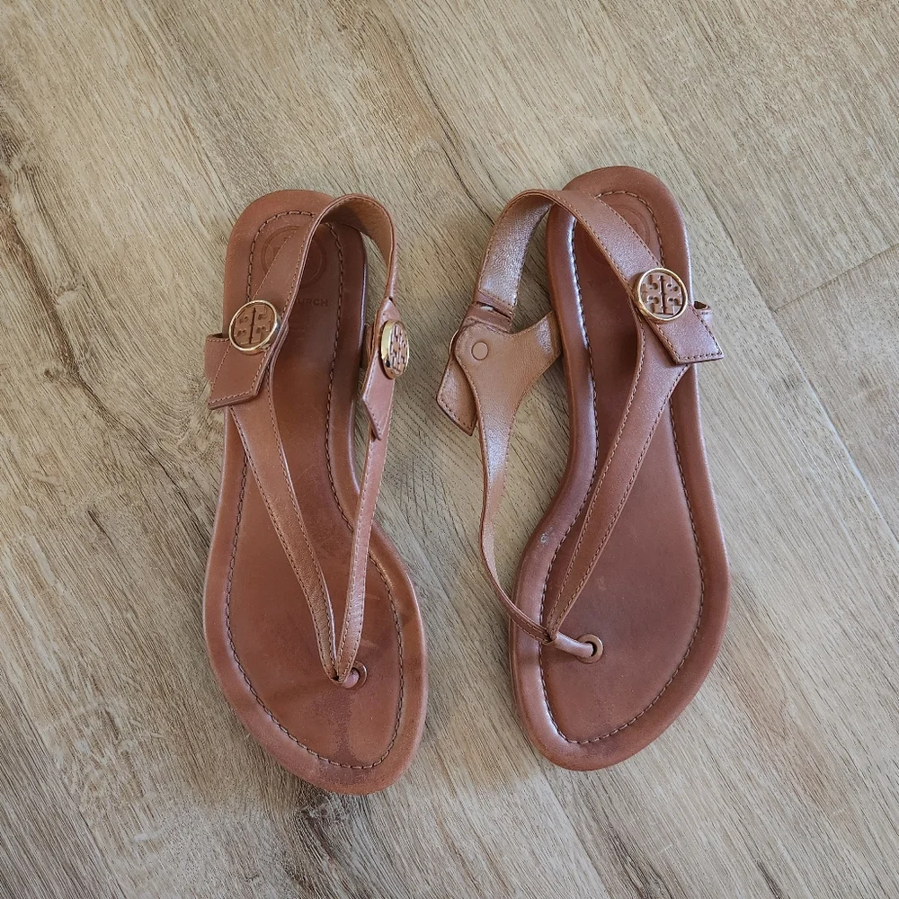 Tory Burch Brown Leather Minnie Convertible Sandals Size 7